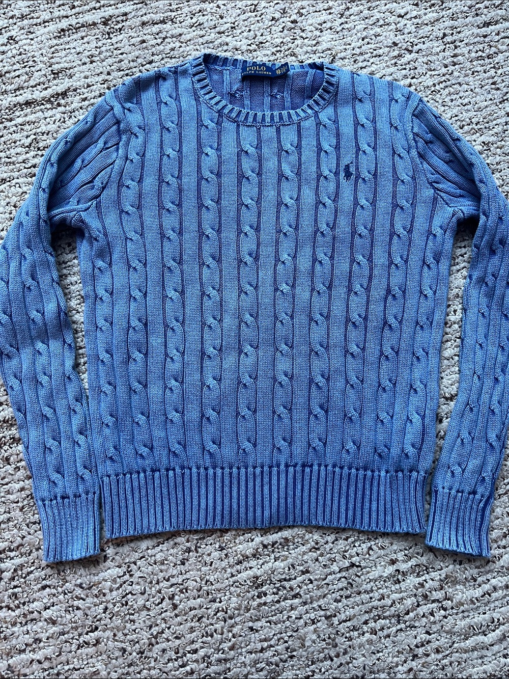 Polo by Ralph Lauren Light Blue Cable-Knit Crewneck Sweater